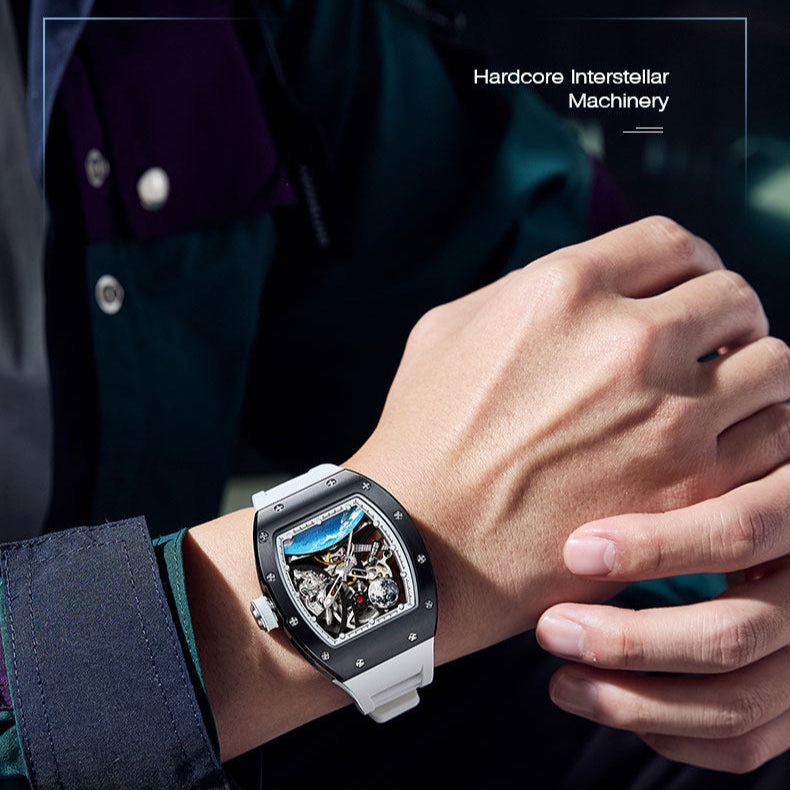 New Luxury Design - Astronaut Series  Mechanical Watch ZW01-White Carbonic