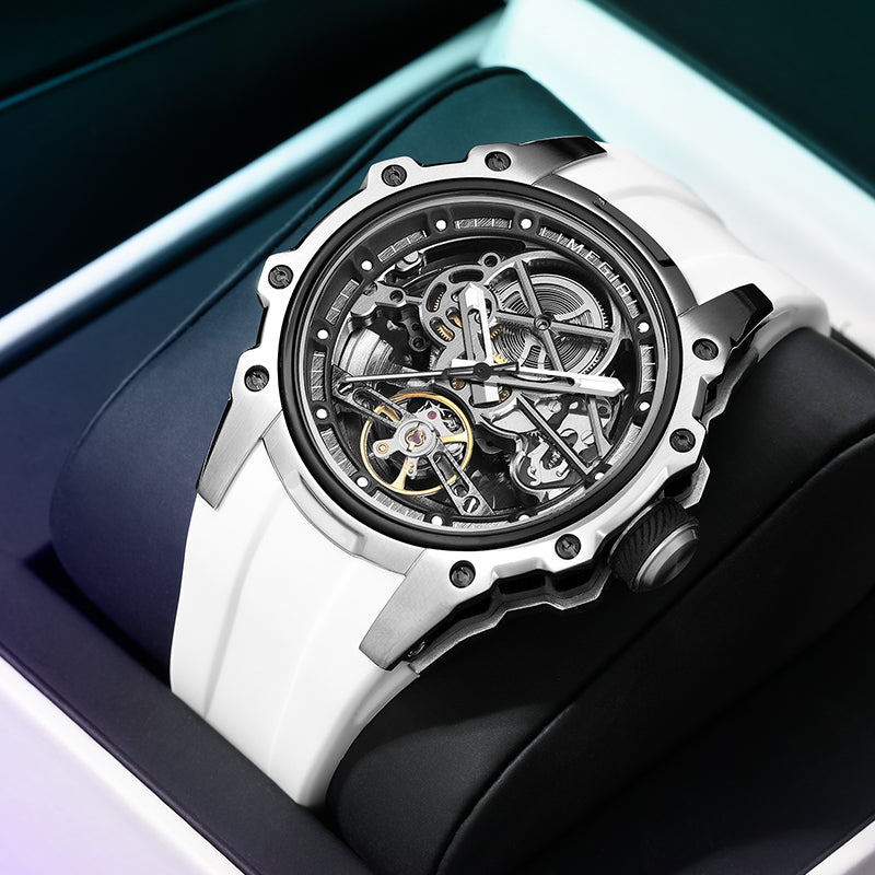 Luxury Hollow Dial Automatic Watches 30M Waterproof Luminous Silicone Strap Men Mechanical Watch H-1