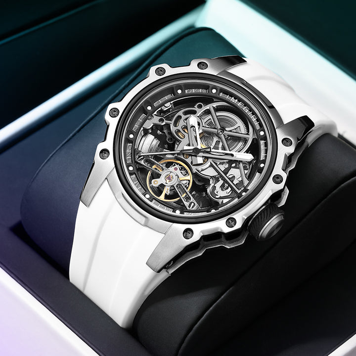 Luxury Hollow Dial Automatic Watches 30M Waterproof Luminous Silicone Strap Men Mechanical Watch H-1