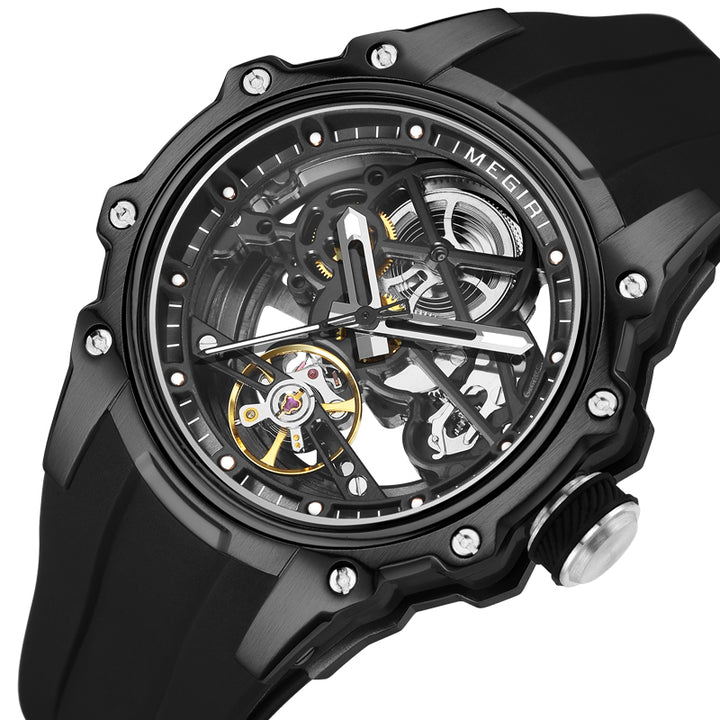 Luxury Hollow Dial Automatic Watches 30M Waterproof Luminous Silicone Strap Men Mechanical Watch H-1