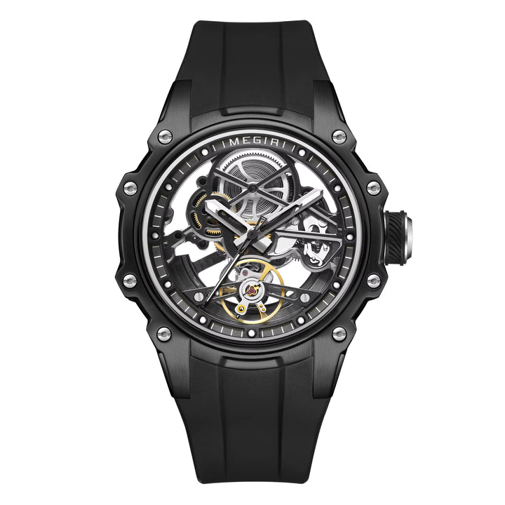 Luxury Hollow Dial Automatic Watches 30M Waterproof Luminous Silicone Strap Men Mechanical Watch H-1