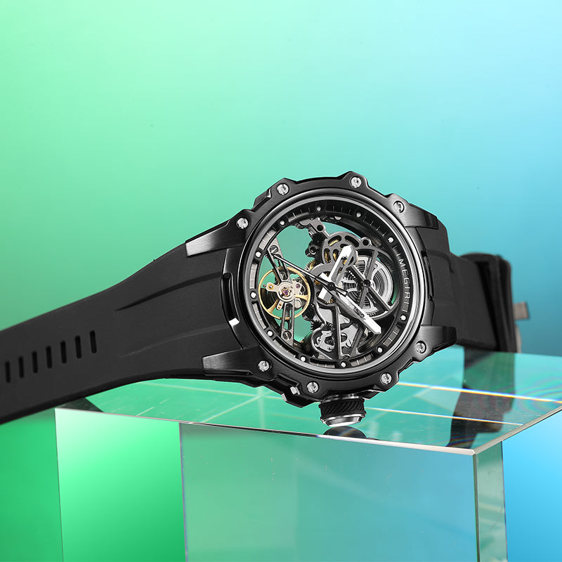 Luxury Hollow Dial Automatic Watches 30M Waterproof Luminous Silicone Strap Men Mechanical Watch H-1
