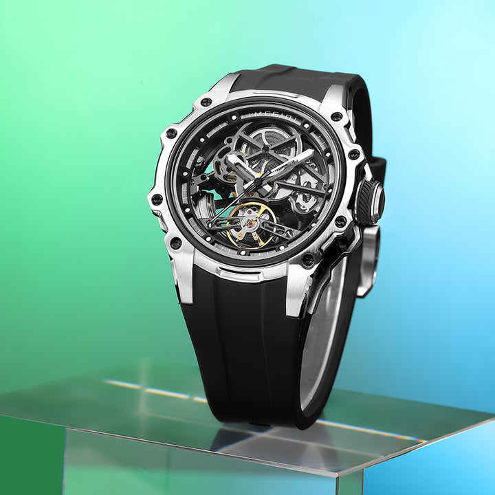 Luxury Hollow Dial Automatic Watches 30M Waterproof Luminous Silicone Strap Men Mechanical Watch H-1