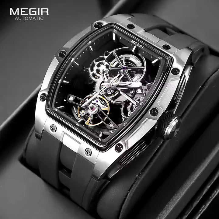 Latest Luxury Design -Skeleton Face With Rubber Strap Mechanical Movement Waterproof Watch Z-3