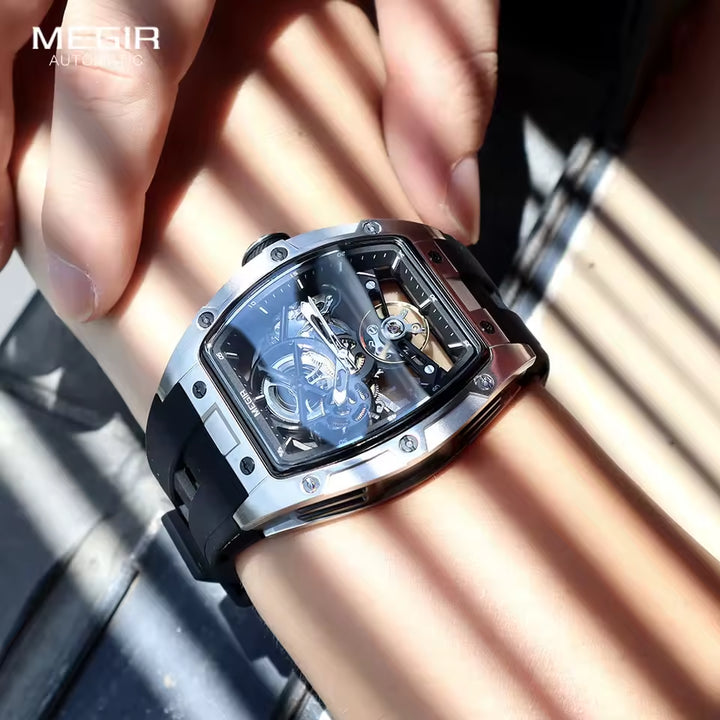 Latest Luxury Design -Skeleton Face With Rubber Strap Mechanical Movement Waterproof Watch Z-3