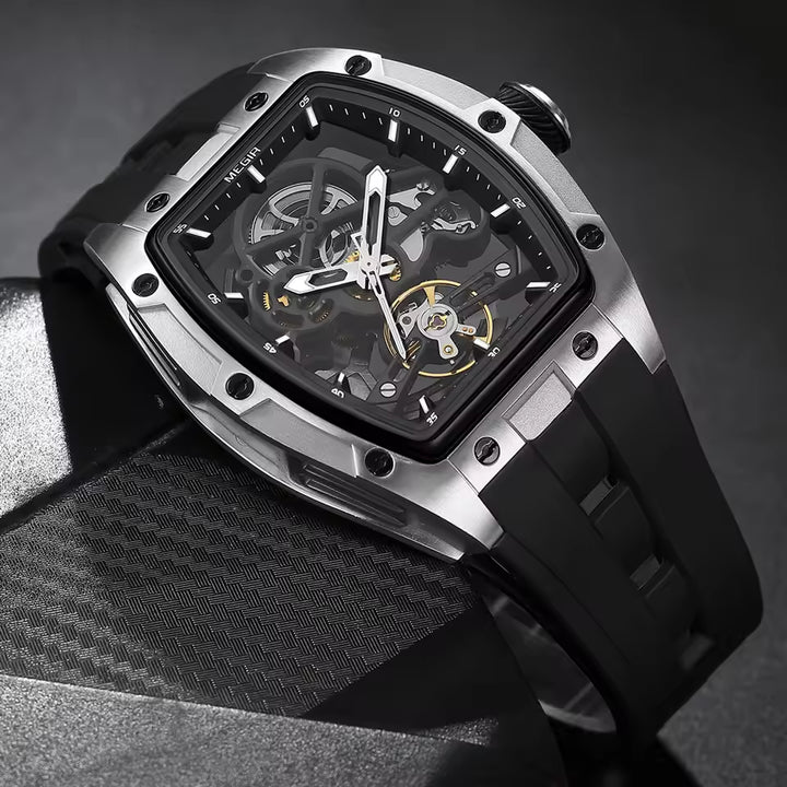 Latest Luxury Design -Skeleton Face With Rubber Strap Mechanical Movement Waterproof Watch Z-3